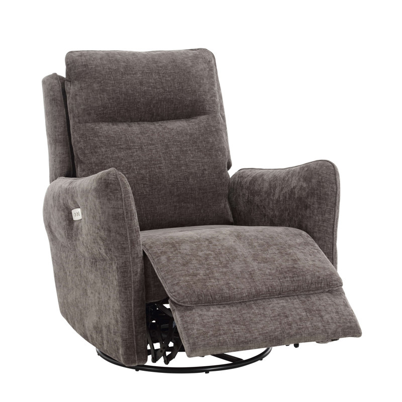 270° Swivel Power Recliner Nursery Rocker Glider Chairs,Chenille Velvet, Dark Gray
