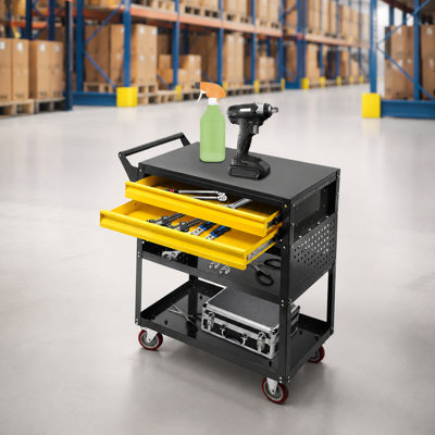 Rolling Tool Cart, Heavy-Duty Utility Service Cart with Locking Wheels
