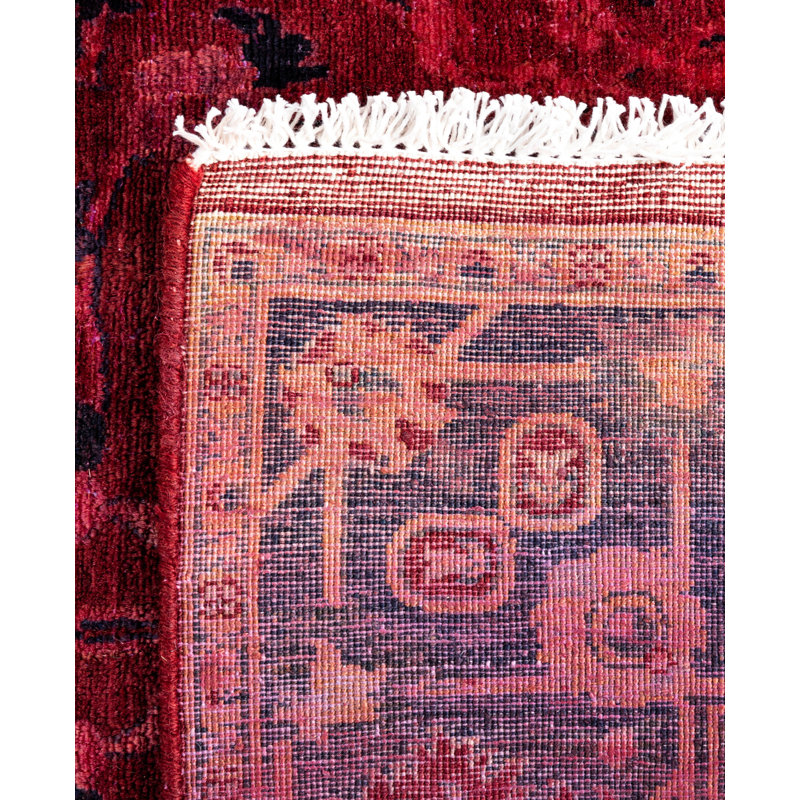 Overdyed Hand-Knotted Wool Modern-Contemporary Red Area Rug 3' 1" x 5' 1"