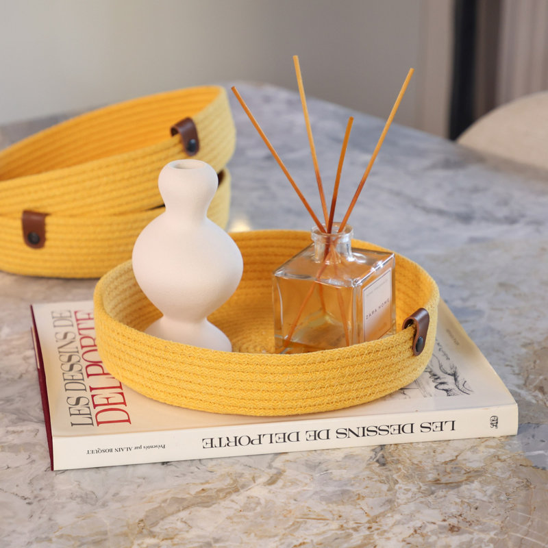 Madisen Cotton Tray, Yellow