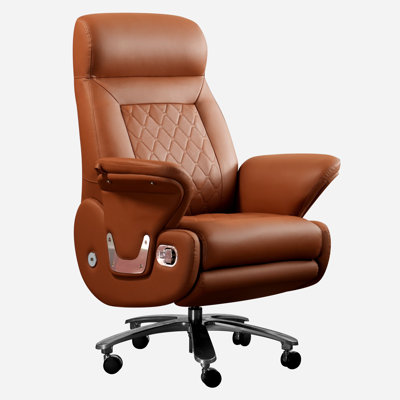 Kinnls Luca Massage Office Chair with Footrest, Genuine Leather Power Recliner Chair with Heated Ventilation, Ergonomic Executive Office Chair, Adjust