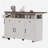 46.5-inch wide farmhouse style kitchen island with bead curtain decoration, power outlets, flip-top wheelbarrow kitchen trolley, 3 doors, 3 drawers, internal iron frame, suitable for kitchen and dining room, white-1911415311