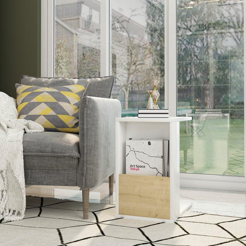End Table, White/Oak, White