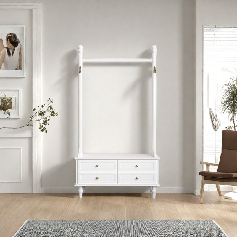 Robust Wooden Closet with Enhanced Storage, Ivory