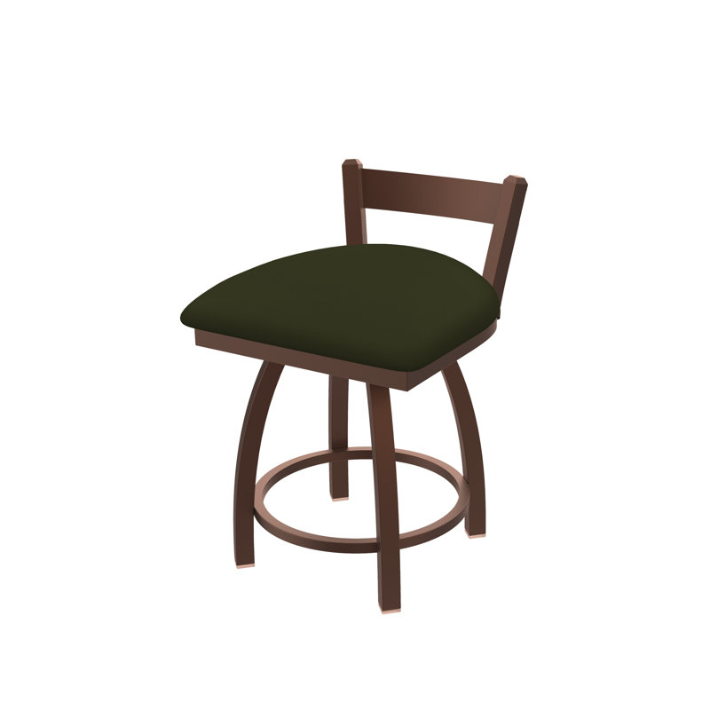 Tabouret de coiffeuse à dossier bas 18 po Catalina, Vinyle - Pin Canter, Bronze