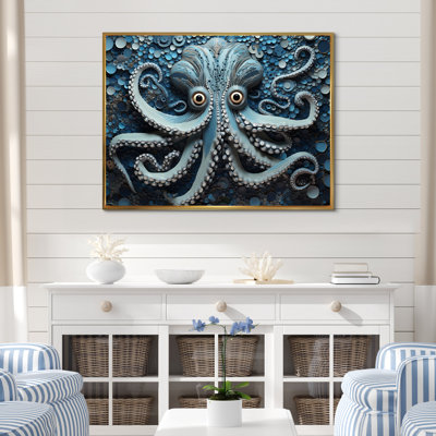 Portrait de pieuvre bleue mystique, peinture I