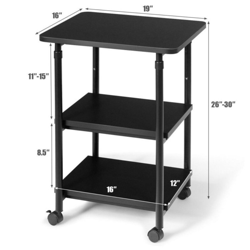 30'' H x 19'' W Utility Cart with Wheels, Black