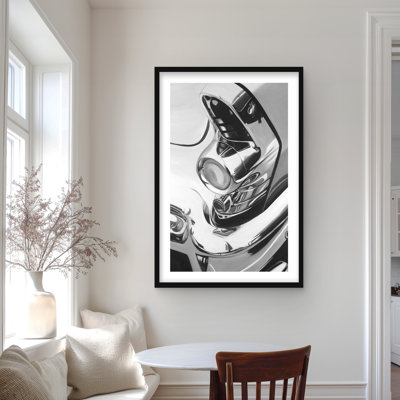 Beautiful chrome car - Hobbies Man cave framed print decor