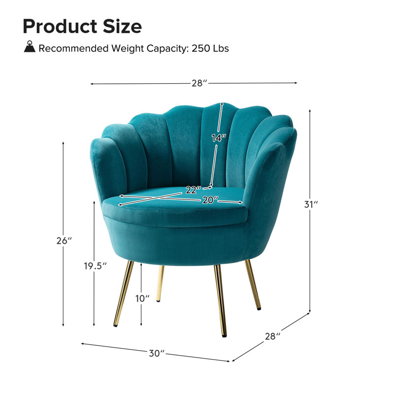Fauteuil demi-tonneau en velours 30 po Hendrix, Bleu