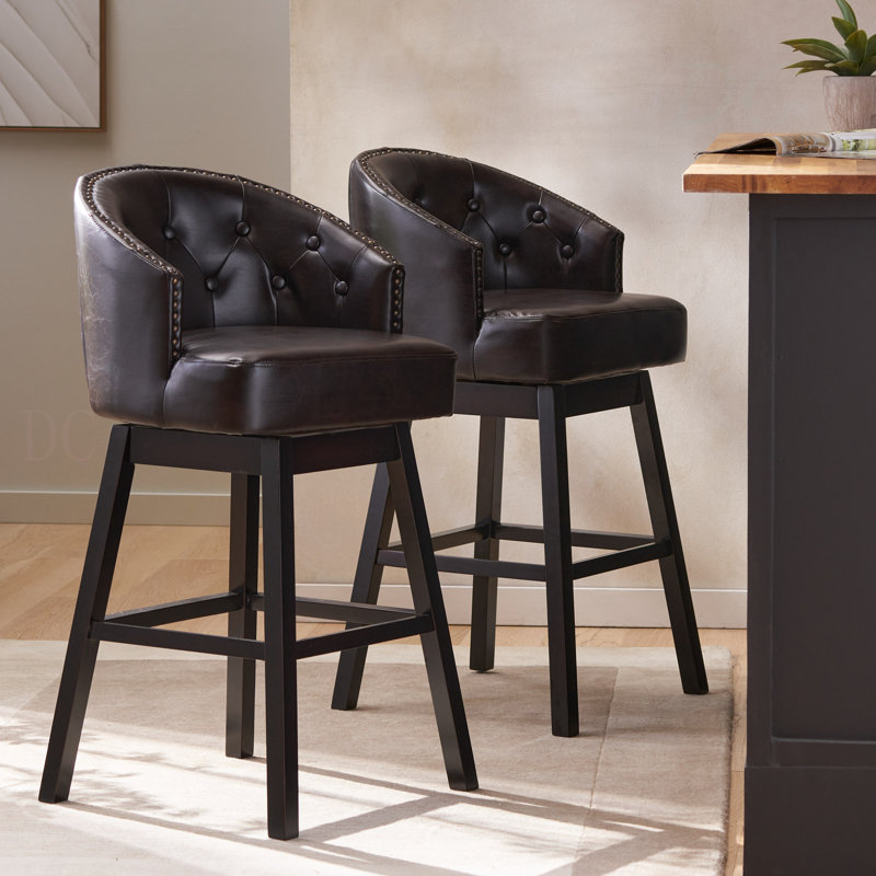 Tabouret tournant à 360 degrés avec garniture cloutée, ensemble de 2