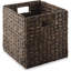Paniers de rangement Water Hyacinth, espresso - ensemble de 2 organisateurs de cubes pliables, bacs tissés pour salle de bain, chambre à coucher, buanderie, garde-manger, tablettes