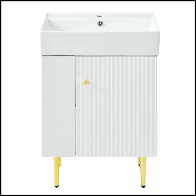 Meuble-lavabo moderne avec rangement latéral ouvert, portes à fermeture en douceur et finition imperméable pour une durabilité et un style améliorés