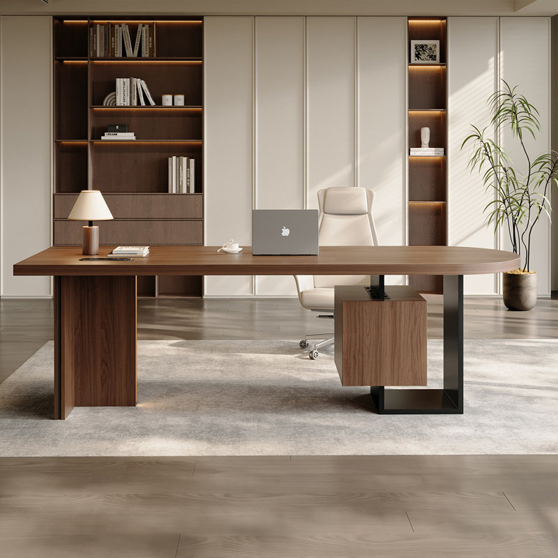 Bureau de direction 70,87 "brun clair de luxe moderne, H 29,53 po x l 70,87 po x P 31,5 po