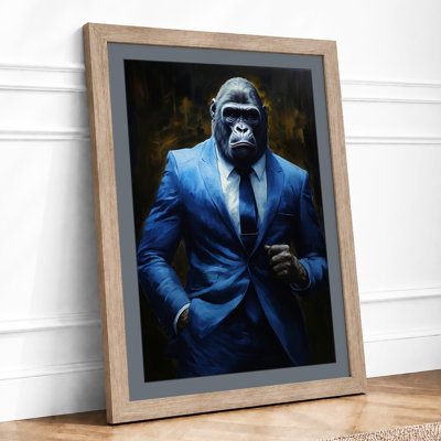 Suited Chimpanzee Modern 1 Piece Single Picture Frame Wall Art