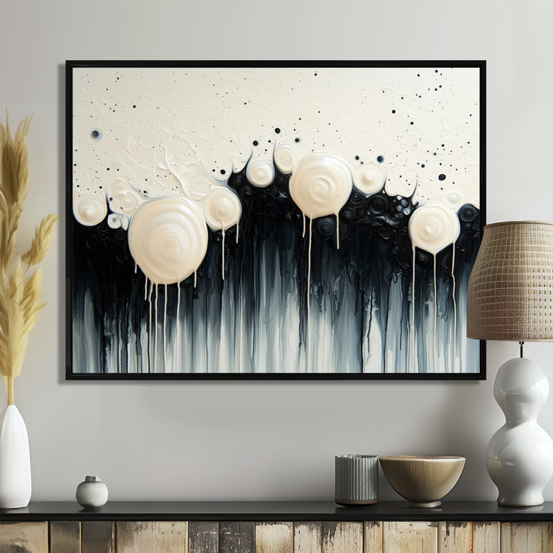«Black White Wave», volcanique rythmique, art mural, H 30 po x l 40 po, Floater Framed, Noir