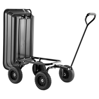 Garden Dump Cart, 600 lbs Poly Dump Cart, Garden Carts Dumps Wagon with 90° Quick-Dumps Mechanism, 180° Swivel Wheels, 270° Flexible Rotating Bearings, Yard Wagon for Plants, Soil, Crops