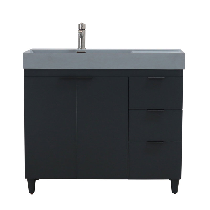 Meuble-lavabo simple 39,37 po avec comptoir en granite, Gris foncé, Gris foncé