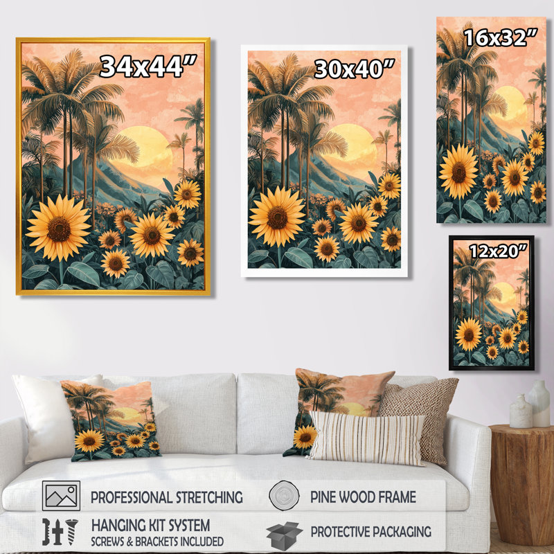 Divesh - impression sur toile florale, H 40 po x l 30 po, Reproduction encadrée d'une seule photo, Doré