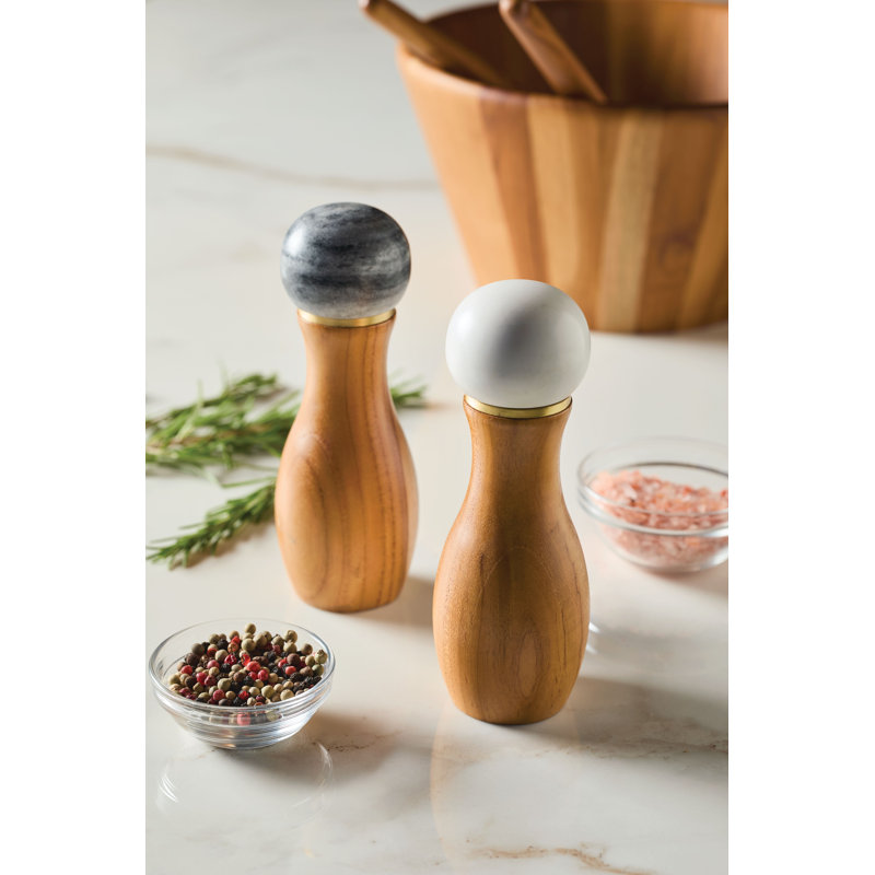 Anolon Pantryware Teakwood And Marble Salt And Pepper Grinder Set, 2 Piece