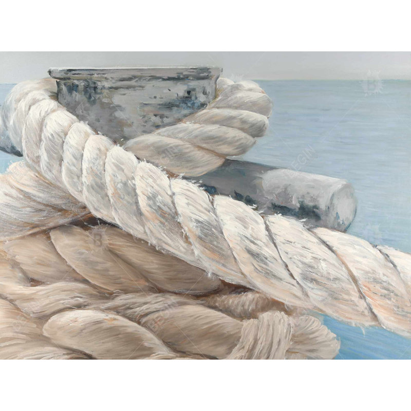 Tie-down Ropes Closeup - Bathroom Marine Canvas Decor