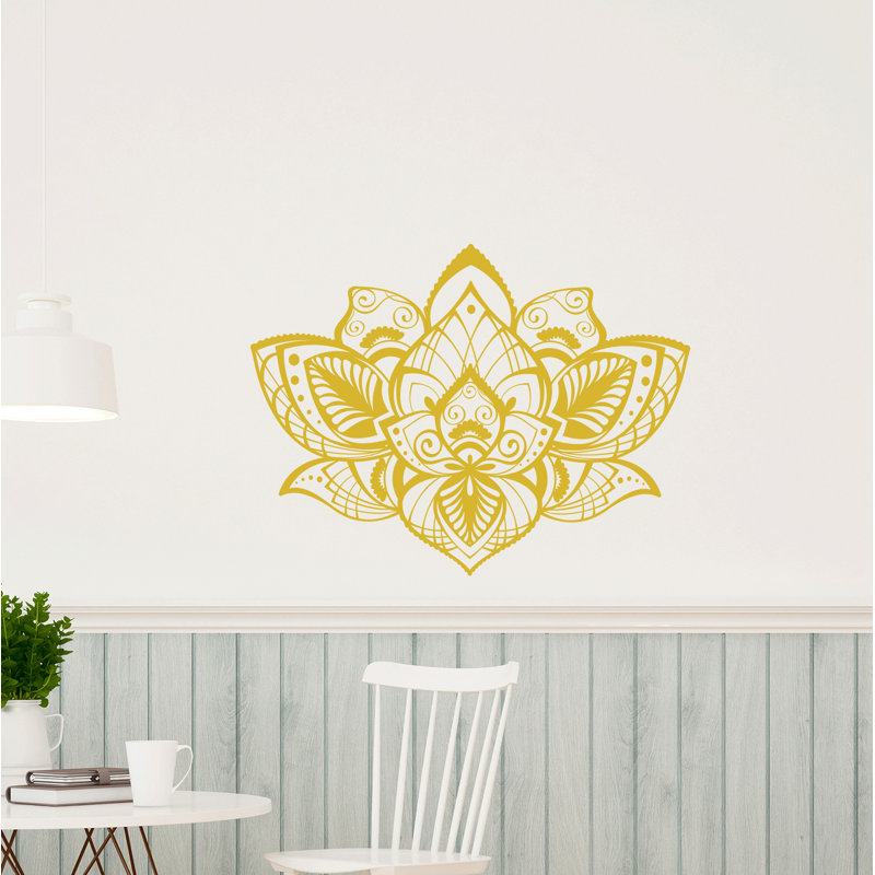 Adhésif décoratif fleur de lotus, H 42 po x l 56 po, Doré