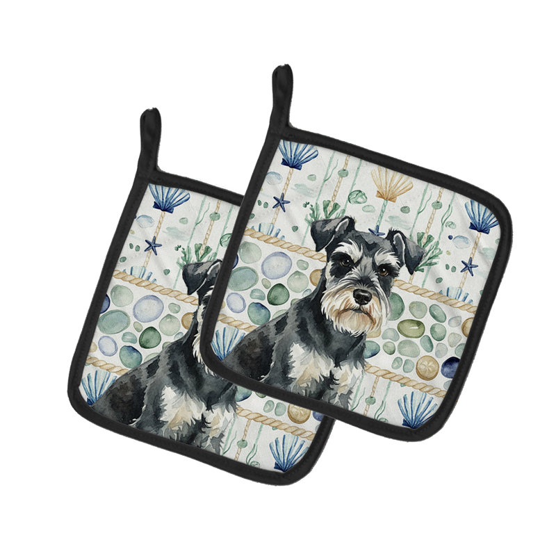 Paire de poignées en verre noir et noir Schnauzer