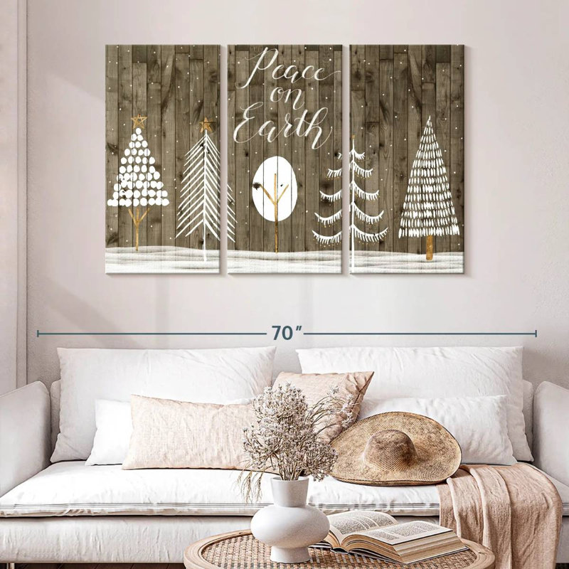 Lelend Wooded White Christmas Collection A, H 32 po x l 50 po