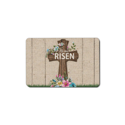 Floral Cross He is Risen Bath Mat, 36 x 24 inch