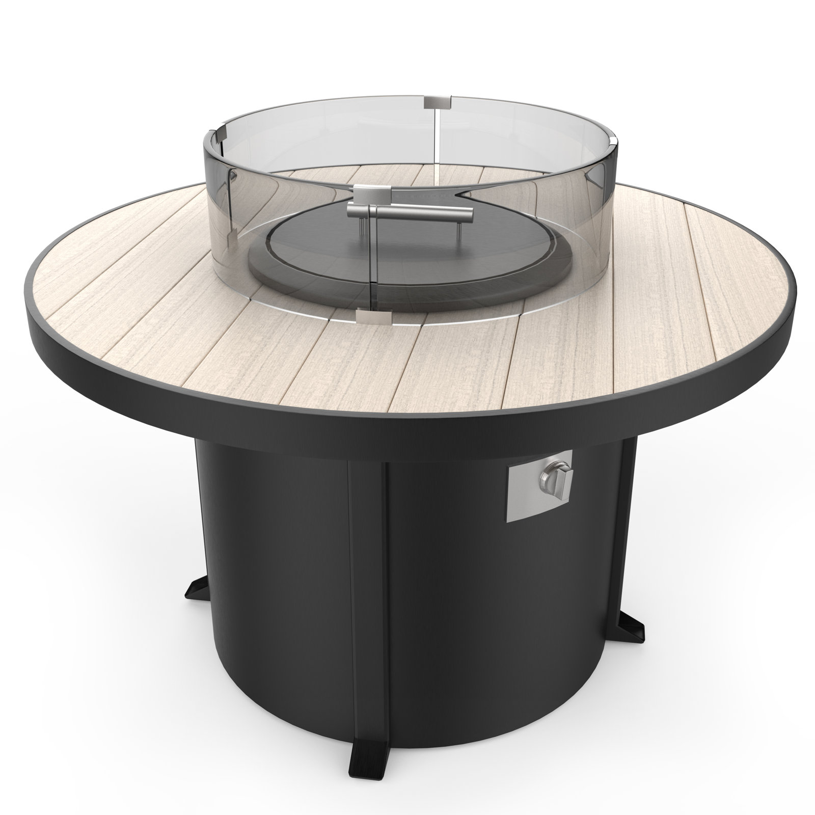 Townsend Aluminum Propane/Natural Gas Fire Pit Table, Cream;Gray