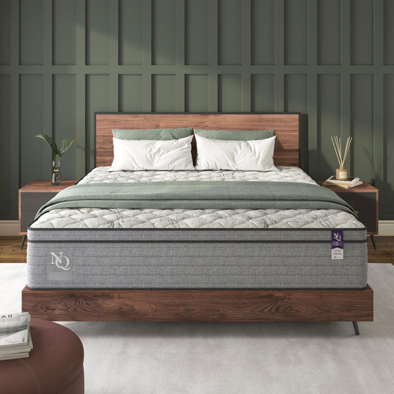 Matelas Queen Size 10 pouces en mousse à mémoire de forme et gel rafraîchissant, - États-Unis, Soulagement, Faible transfert de mouvement, Imperméable, Compatible avec un sommier articulé, gris et blanc, Convient aux ressorts