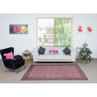 Tapis en laine fabriqué à la main 5,3 x 8,7 pi Tapis moderne rose
