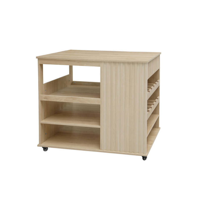 Îlot de cuisine, chariot de service à roulettes, îlot de cuisine moderne avec tiroir de rangement à vin, roulettes verrouillables, chariot de cuisine pour la maison