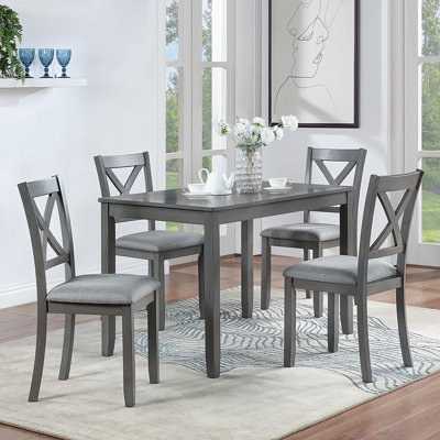 Table de salle à manger en bois pour 4 personnes, table de salle à manger pour petit espace, gris