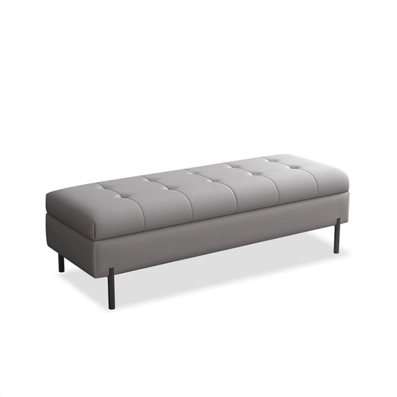 Light Gray Upholstered Bench, Light Gray, 15.75" H x 62.99" W x 15.75" D