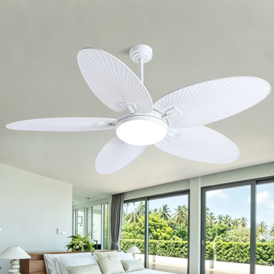 62" Tropical Palm Leaf Dimmable Ceiling Fans 5-blade With Lights And Remote