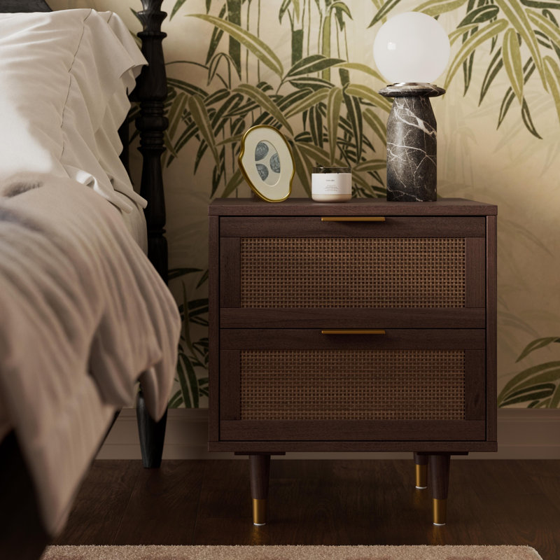 Sierra Dark Chocolate Brown 2 Drawer Nightstand, Dark Chocolate Brown