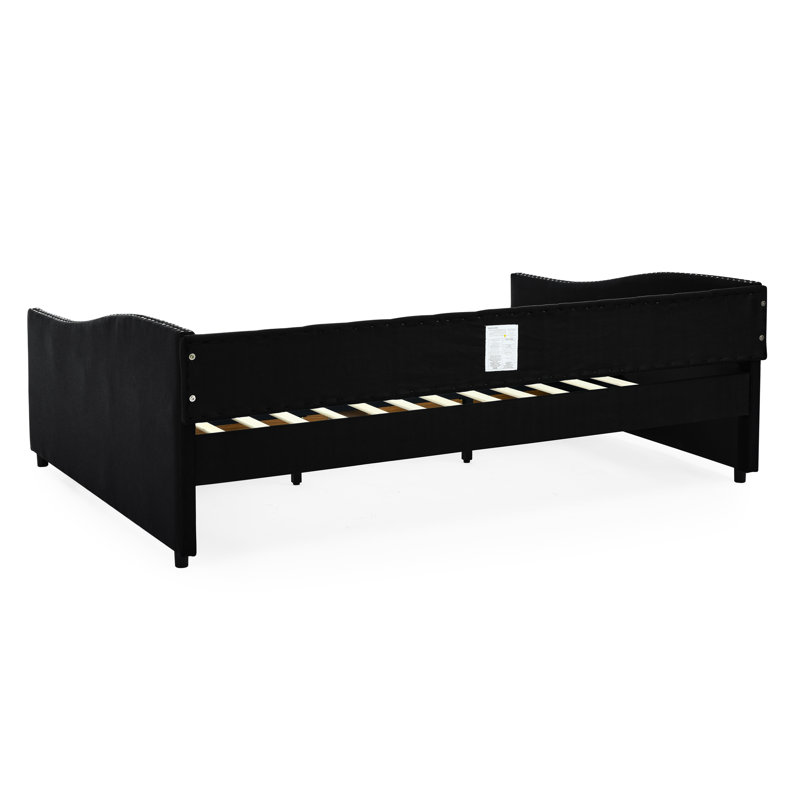 Grands lits avec rangement, lit de jour en bois MDF revêtu de lin pour la maison