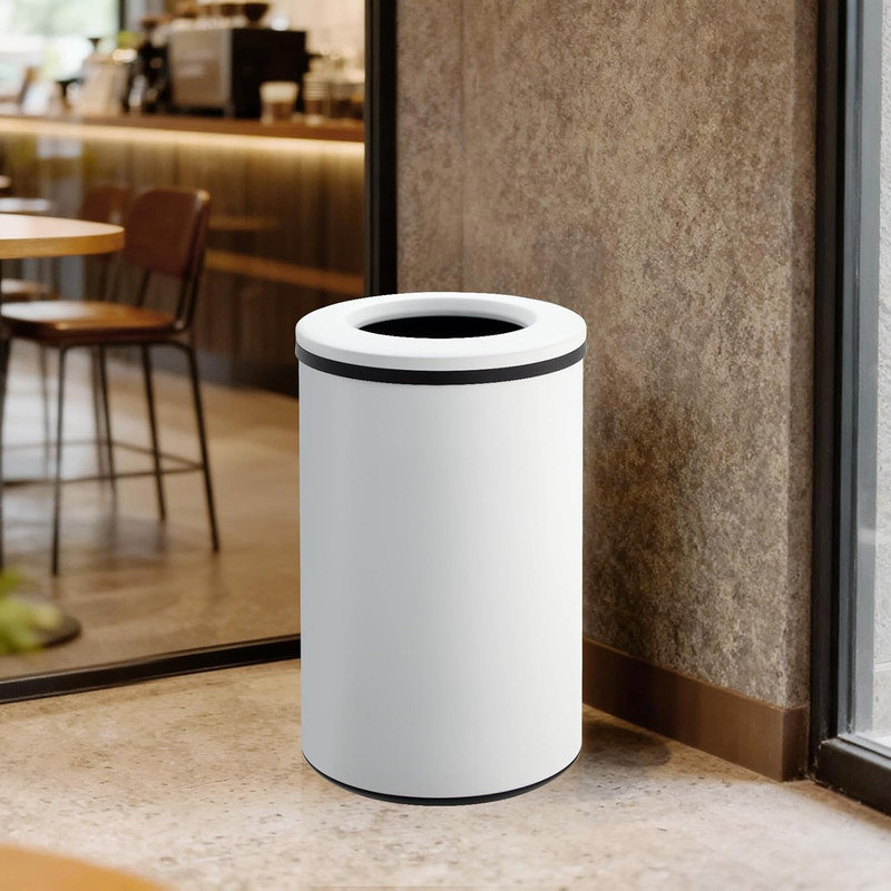 Poubelle 40 litres en acier inoxydable, poubelle ronde 10,6 gallons avec seau amovible, Blanc