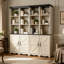Armoire de rangement combinée 4-en-1, bibliothèque en panneau de fibres à densité moyenne à grain de bois 3D, casiers de présentation ouverts et armoires fermées avec tablette réglable, bibliothèque à combinaison libre pour le bureau d'étude de salon-1358767210