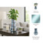 Vase en verre sculpté à plusieurs niveaux pour décoration de table - Vase de fleurs fumé contemporain pour table, tablette ou console - bleu et argent-138665934