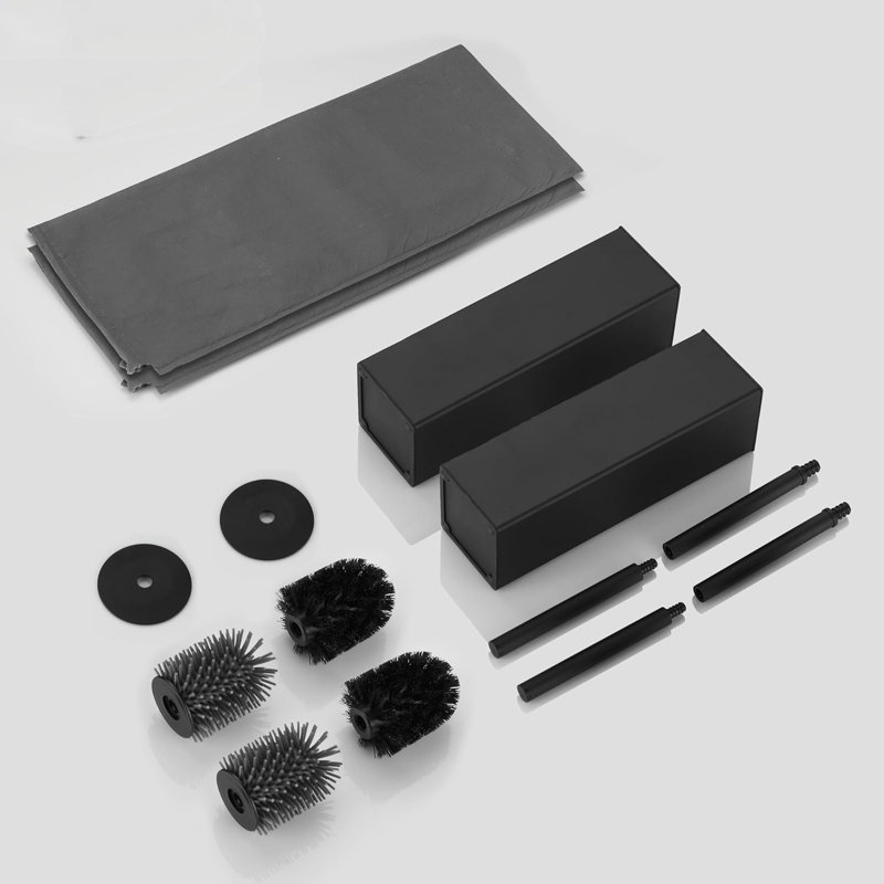 2 Piece Square Toilet Brush And Holder,Durable And Stable,Black