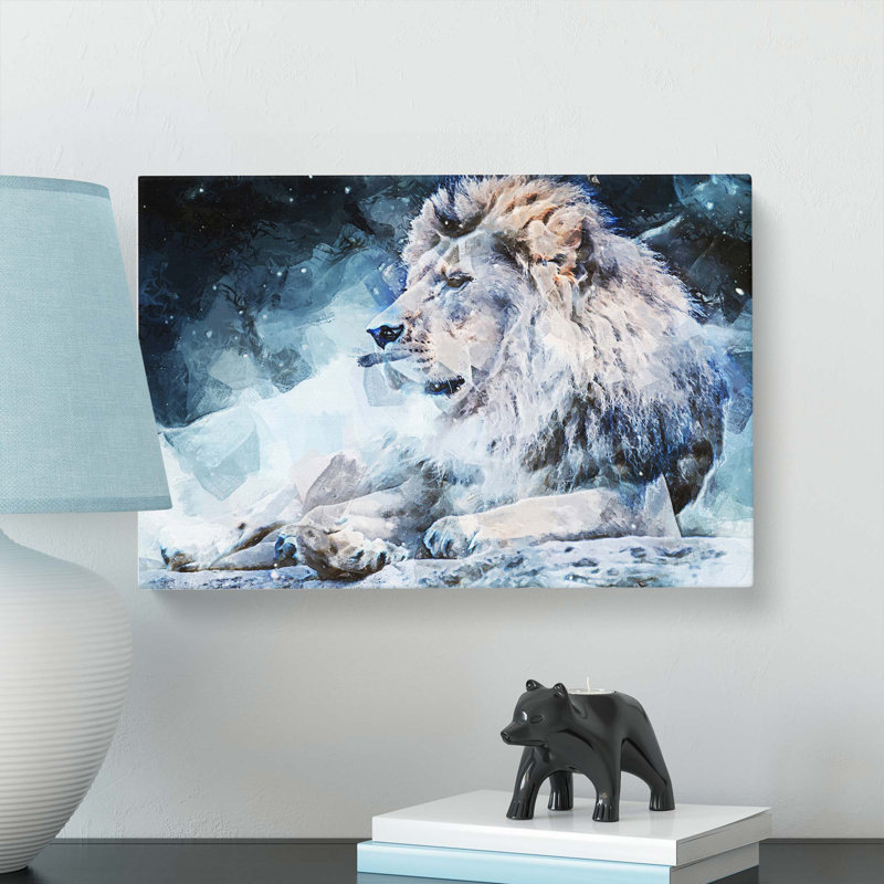 Beautiful Lion In Abstract - Wrapped Canvas Painting, 35cm H x 50cm W x 3cm D