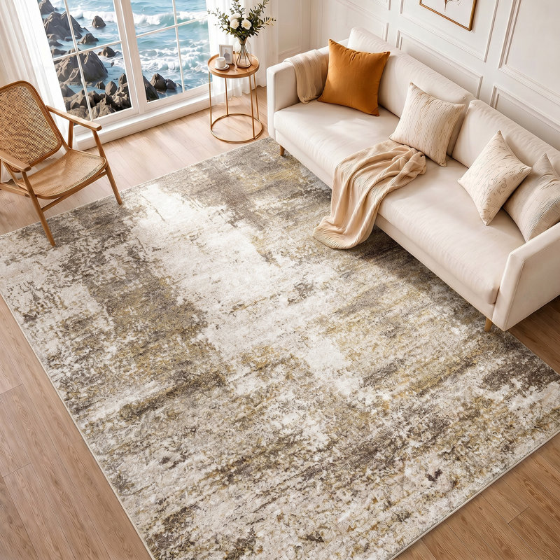 Amneris Abstract Area Rug, Taupe, Rectangle 240 x 305 cm