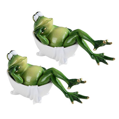 "Ensemble de 2 pièces" ICE ARMOUR l 7,5 "grenouille dans la baignoire, statue, figurine d'animal amusant