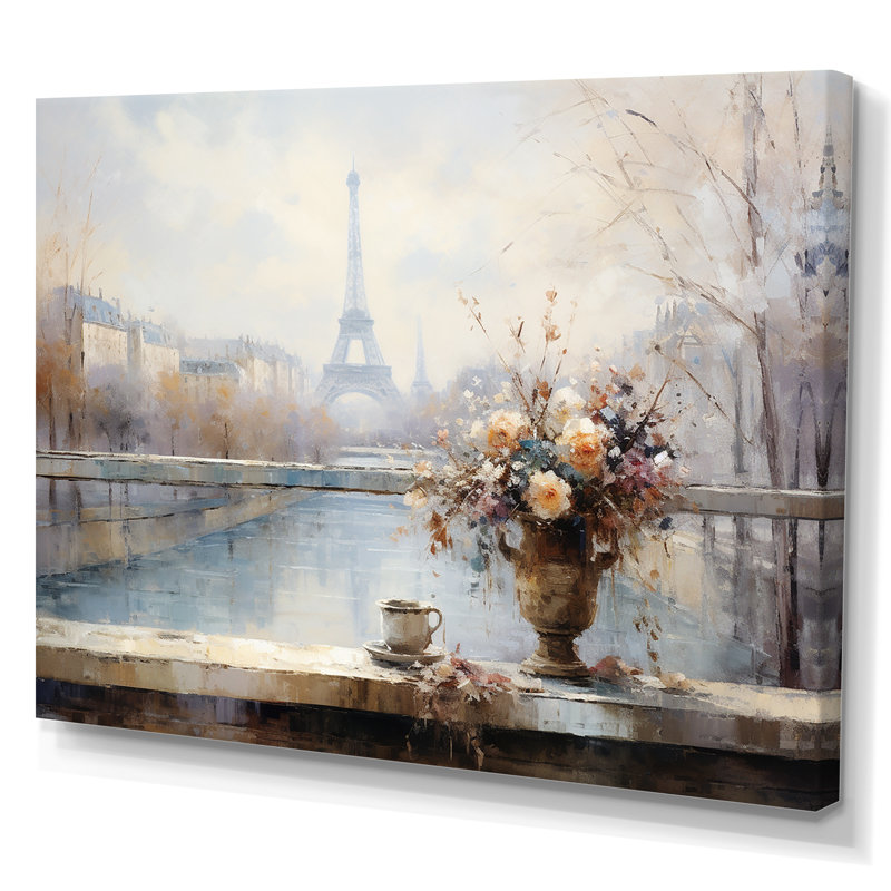 Hiver Paris, Tour Eiffel, ville charmante IV - Art mural de Paris, Toile tendue, H 24 po x l 32 po x P 1 po