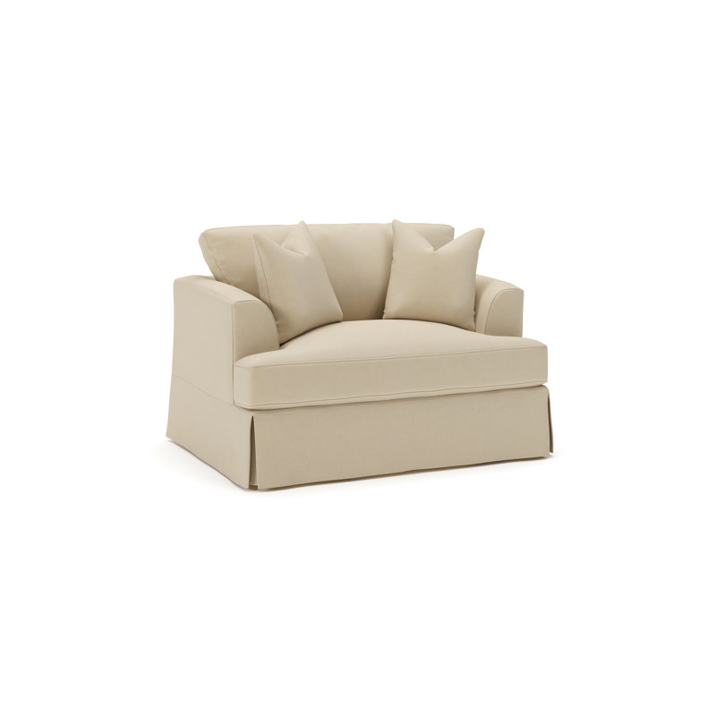 Lucia Slipcovered Chair and a Half, Bayou Stone Canvas