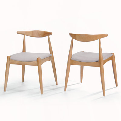 Ensemble de 2 chaises de salle à manger en bois d'hévéa avec dossier ergonomique