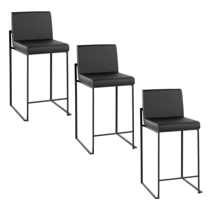 Tabouret de bar et de comptoir Brieon, Tabouret de comptoir (siège d'une hauteur de 26 p, Noir / Noir