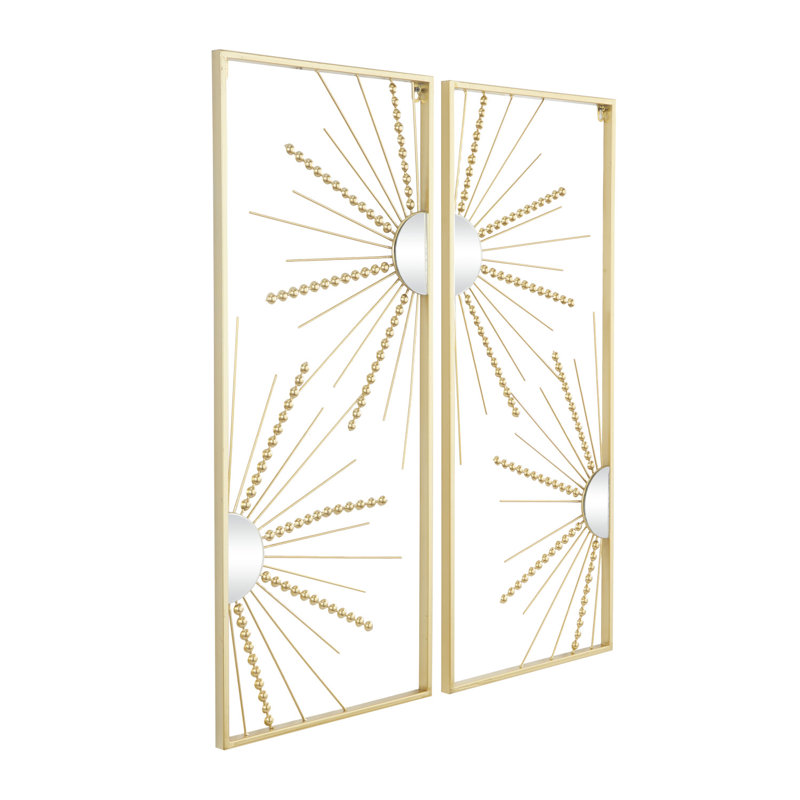 2 Piece Glam Metal Radial Wall Décor Set