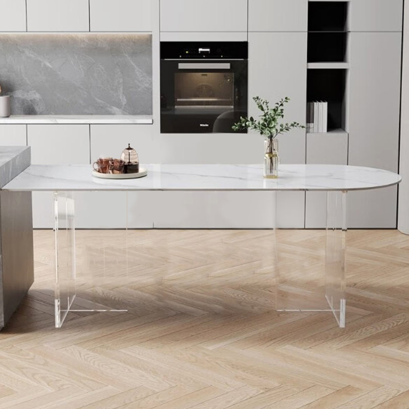 Table de salle à manger irrégulière italienne de luxe en pierre frittée, H 29,53 po x l 70,87 po x P 31,50 po